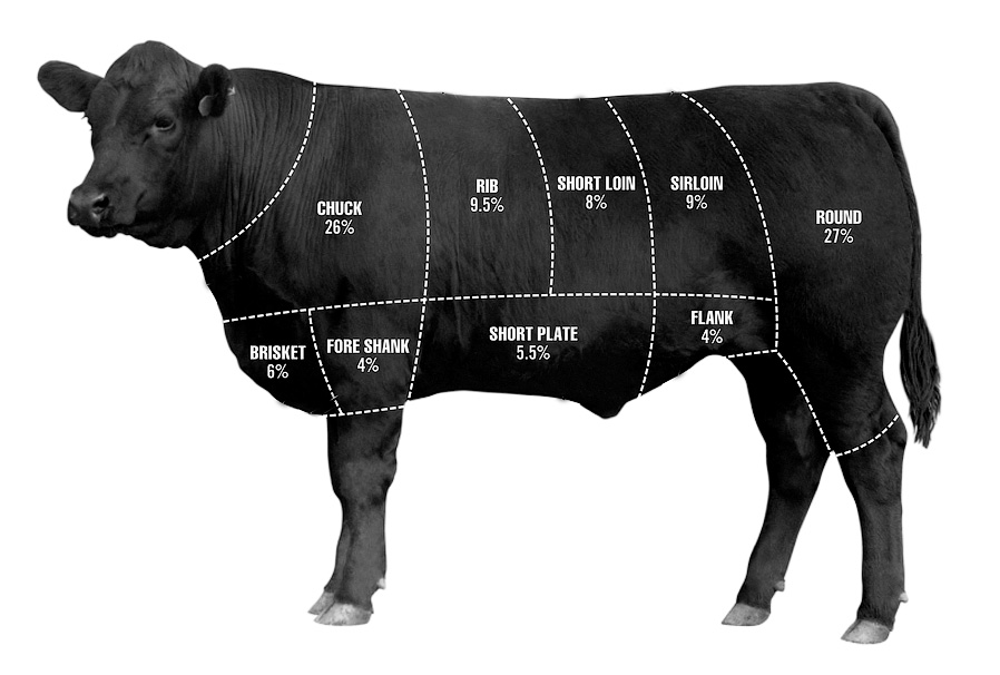 Схема разделки туши говядины