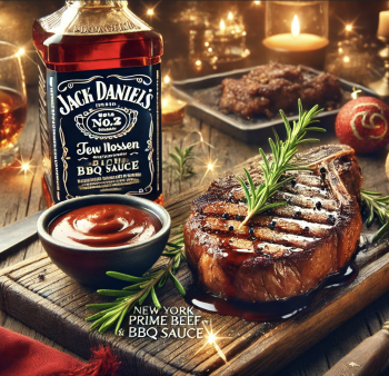 Стейк Нью-Йорк Праймбиф в идеальной паре с соусом Jack Daniels Original BBQ Стейк Нью-Йорк Праймбиф в идеальной паре с соусом Jack Daniels Original BBQ